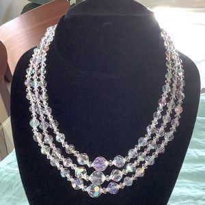 Aurora borealis clear 3 strands choker